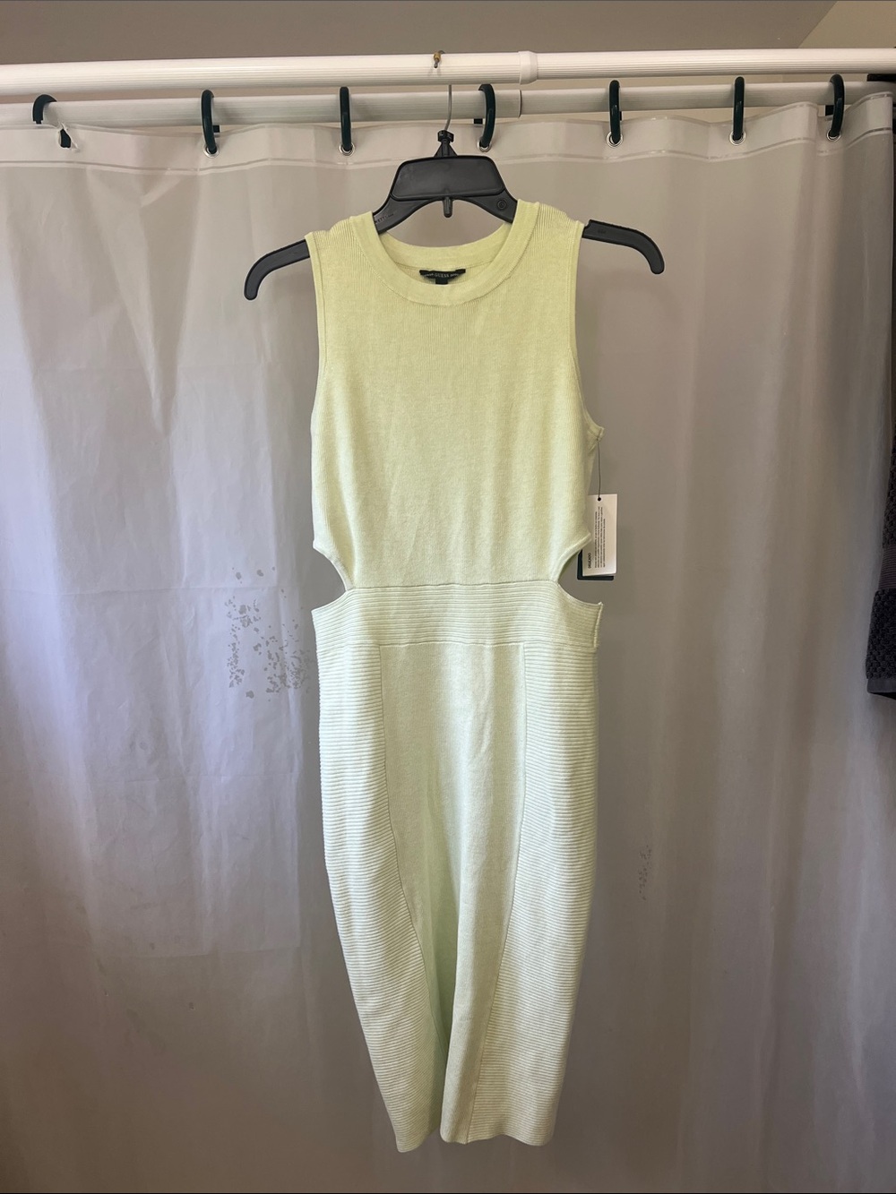 Guess Pastel Yellow Green Sleeveless Knee Length Dress with Side Cutouts